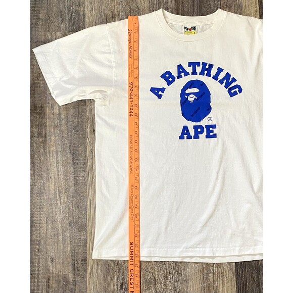A Bathing Ape BAPE Hexagram College Tee White Blue Mens Large T-Shirt - Picture 11 of 12